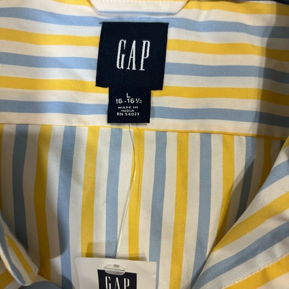 Gap Vintage *NWT* Women’s Large Long Sleeve Yellow, White, Blue Button Up Blouse - Picture 1 of 10
